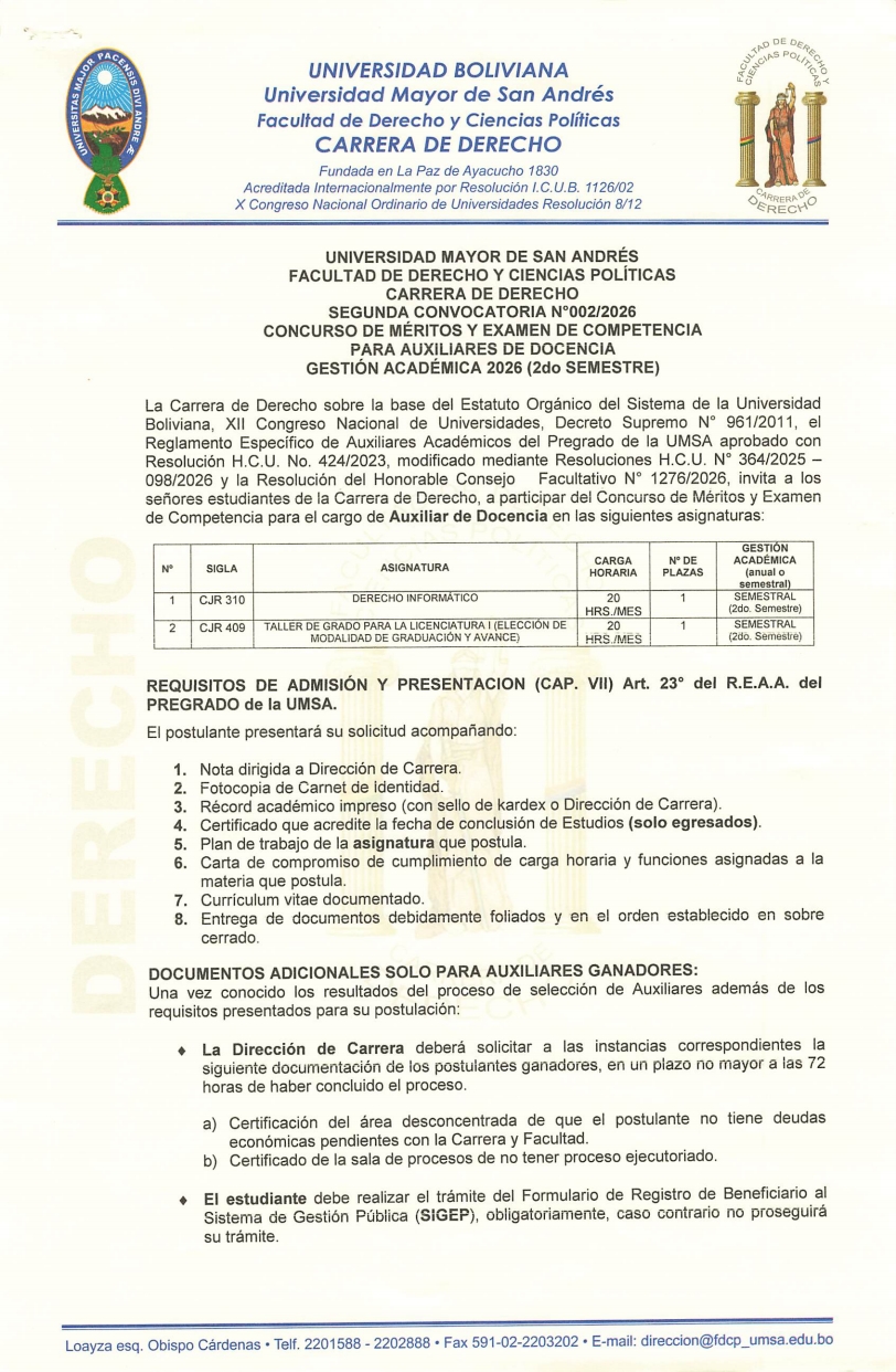 EGUNDA CONVOCATORIA EXAMEN DE MERITOS AUXILIARES 2026 SEMESTRAL
