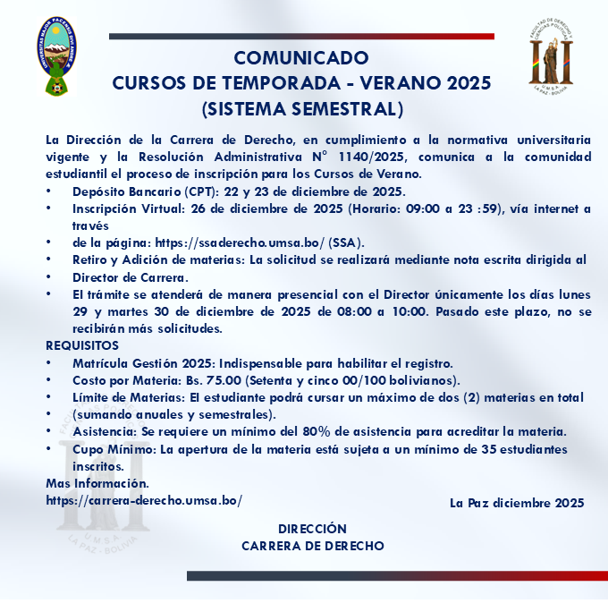 Curso de Verano 2025 materias Semestrales